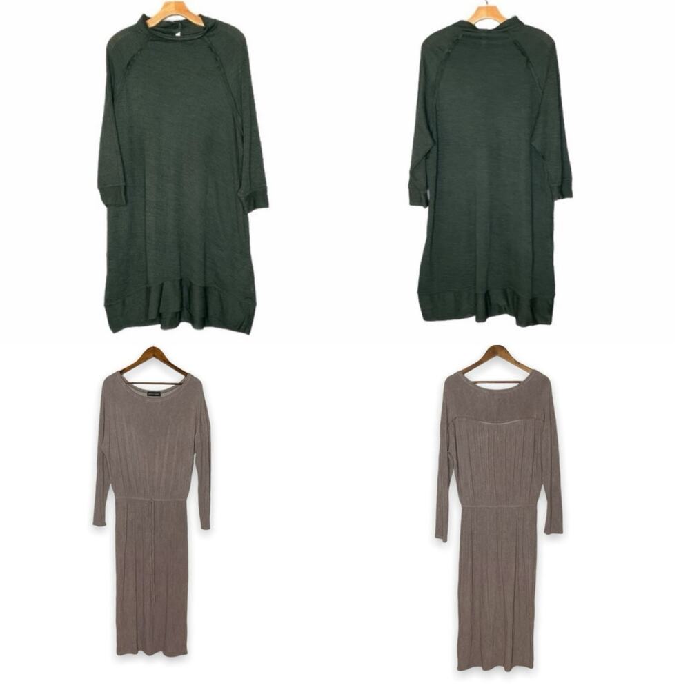 2 Dress Bundle Taupe Maxi & Green Sweater Dress – Miracle Berry L / Wishlist S/M
